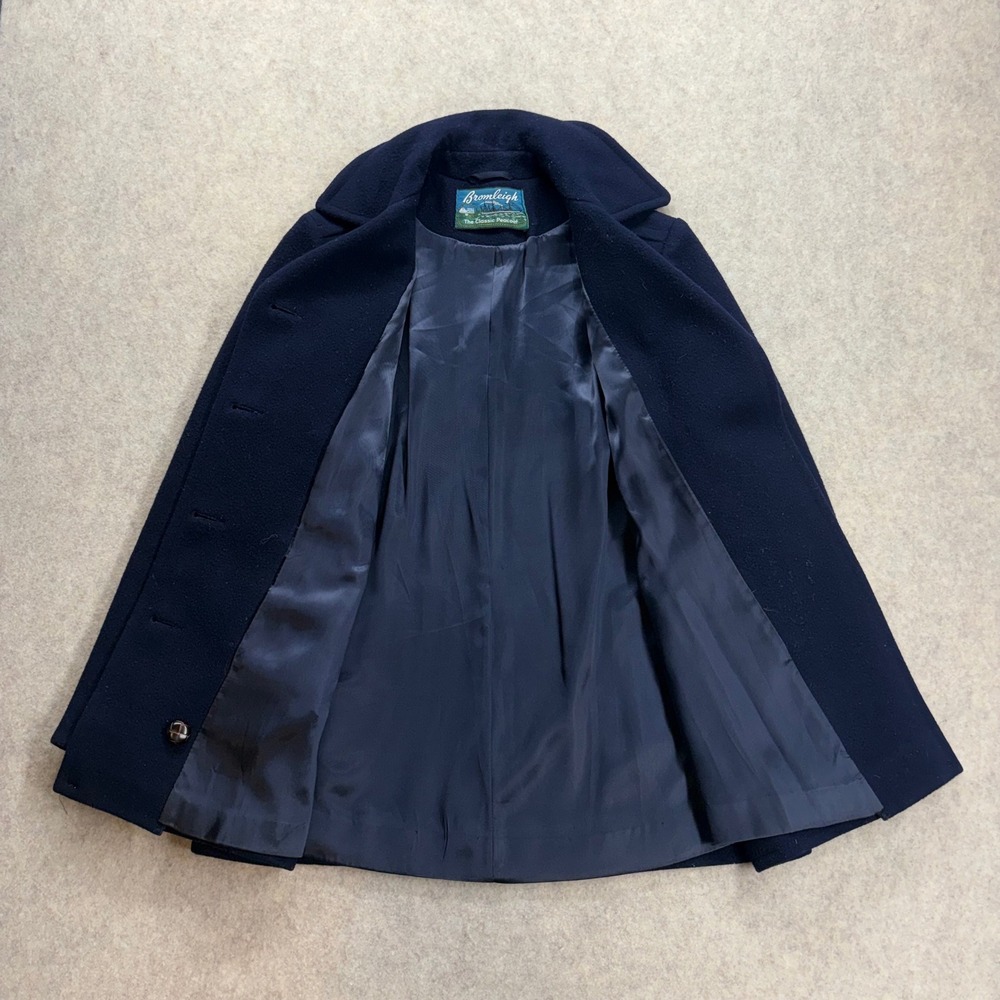 Vintage Navy Blue Wool Double Breasted Peacoat Women Small Dark Academia Preppy - Picture 2 of 11